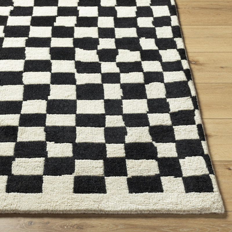 Damier Wool Patchwork Area Rug, Rectangle 10' x 14'