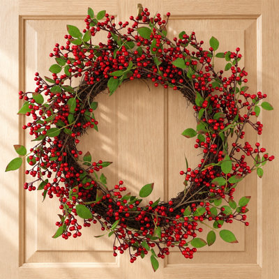 60 cm Handcrafted Berry Plastic Artificial Wreath