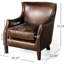 Fauteuil en cuir fleur de qualité supérieure, style rétro, véritable simple, brun, aucun assemblage requis, fabrication