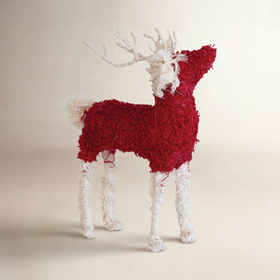 Boucle Cotton Knit Reindeer Figurine