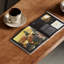 Nut-brown + Black Straight Solid Wood + Iron Bar Table-1080890868