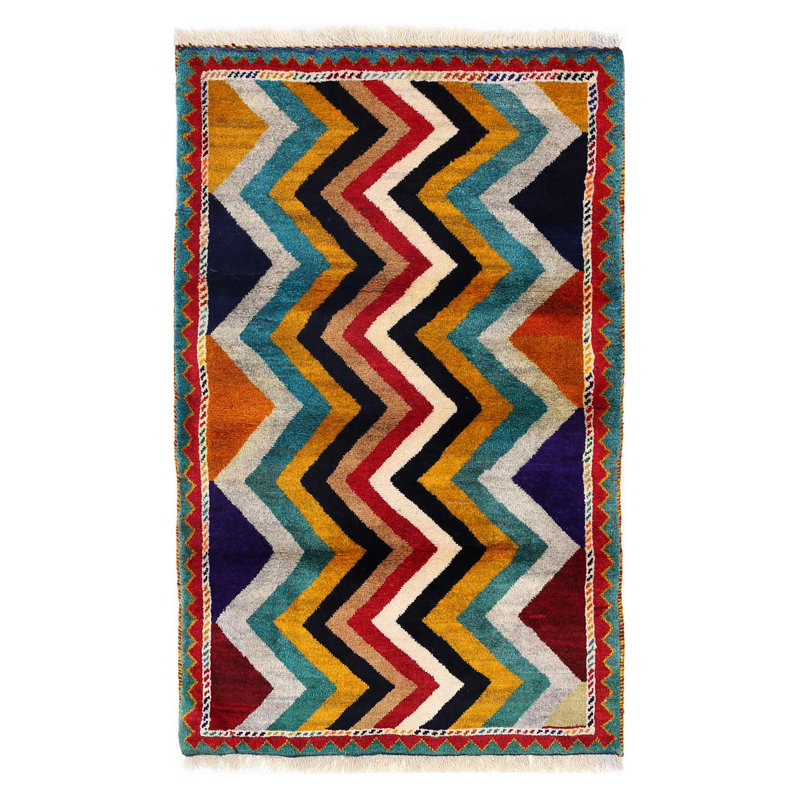 Tapis Shiraz rétro noué à la main fin 3 pi x 4 pi 7 po