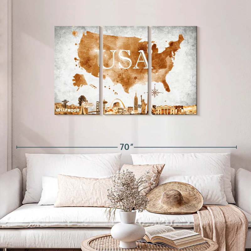 Aliaz Coffee USA Map, 28" H x 45" W