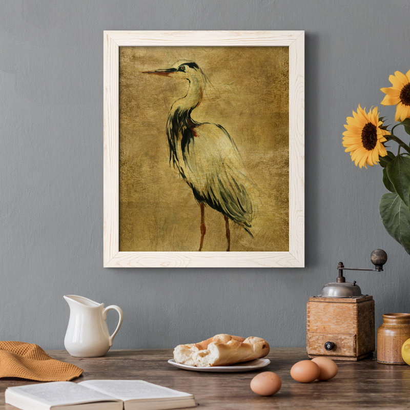 Grue dorée au crépuscule II - Toile encadrée de qualité supérieure - prête à être accrochée, H 37,5 po x l 27,5 po x P 1,5 po