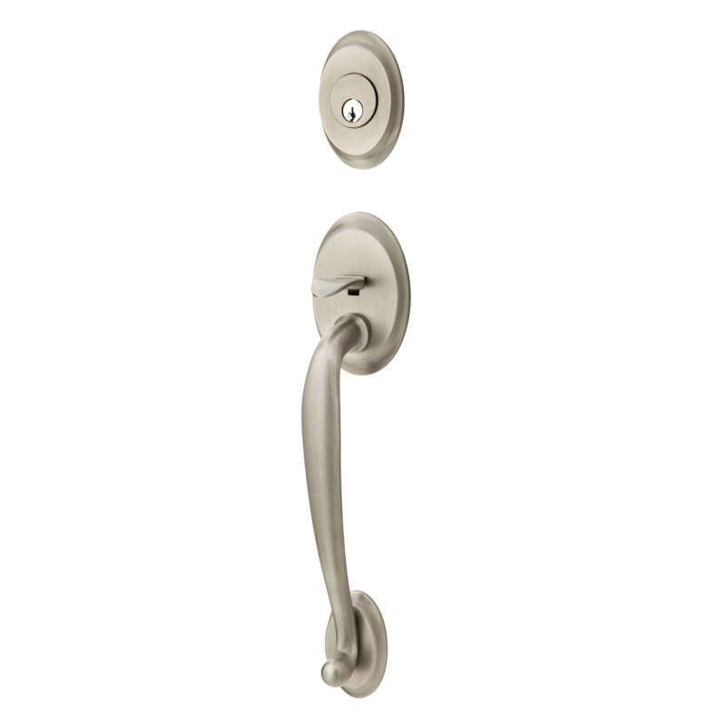 Ensemble d'entretoise modulaire Emtek Saratoga, Étain, Poignée Waverly, Réversible