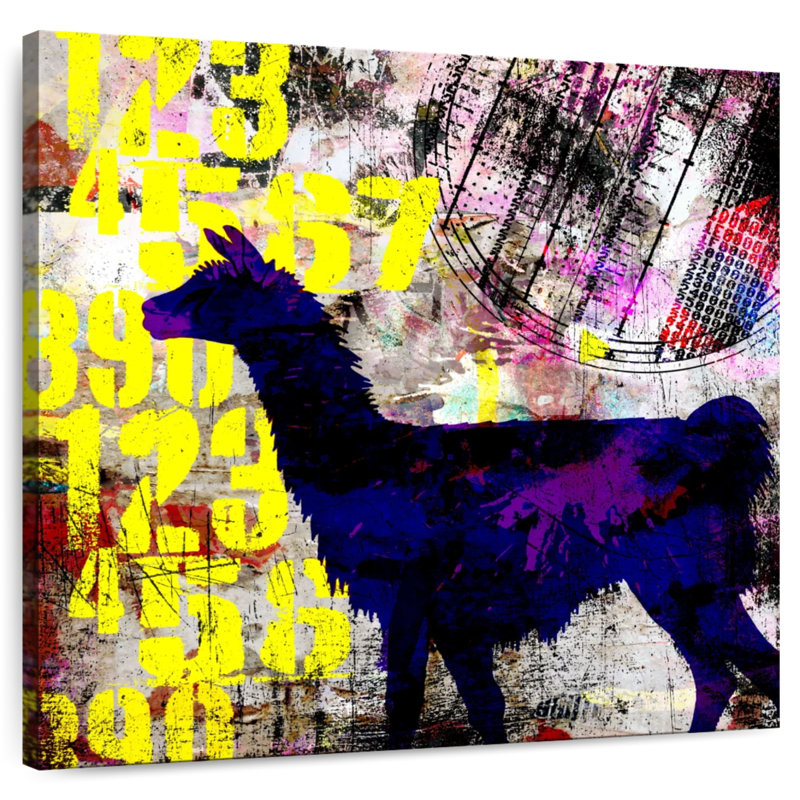 Painted Llama Grunge, 30" H x 30" W