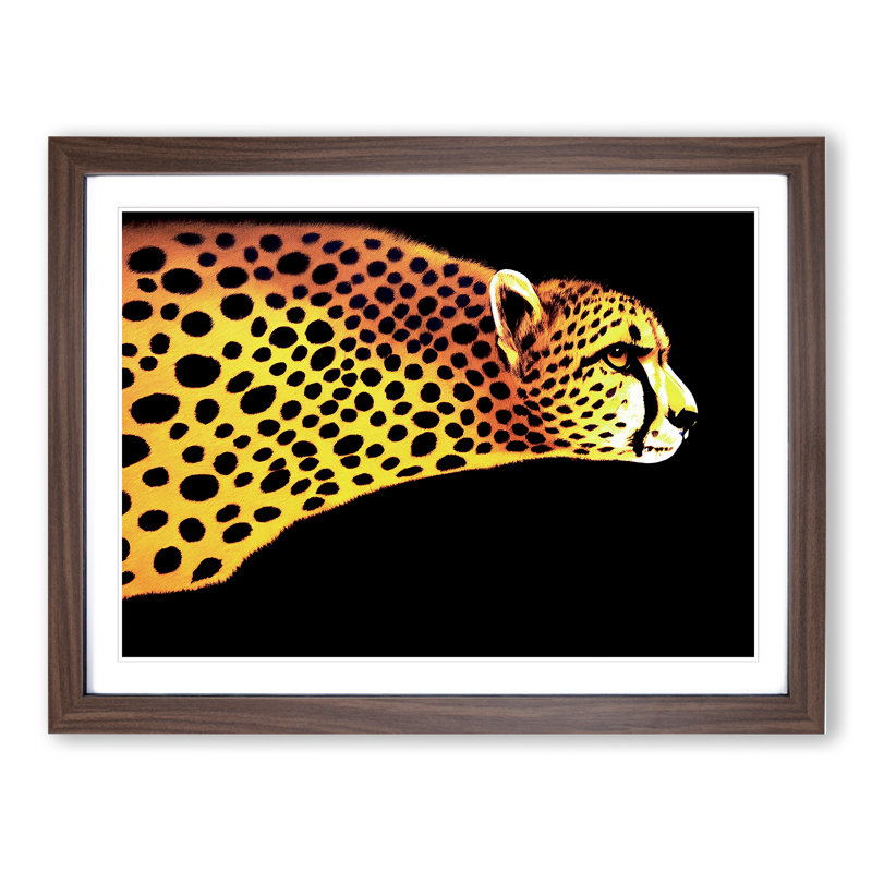 Exclusive Cheetah - Single Picture Frame Painting, 25cm H x 34cm W x 2cm D, Walnut