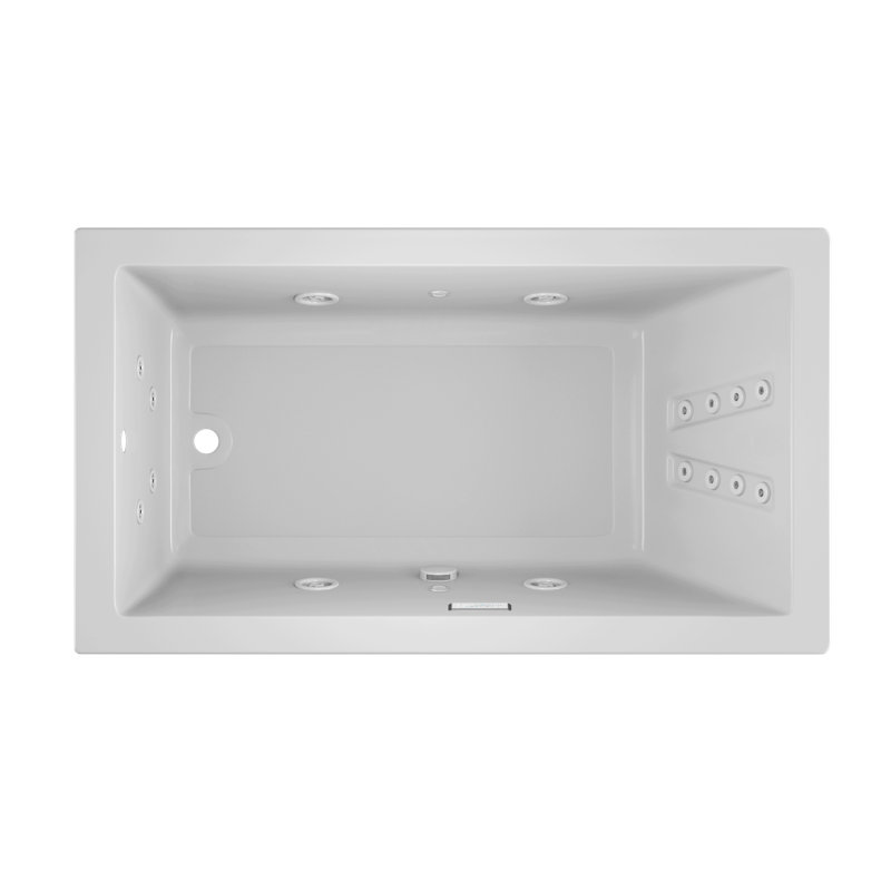 Solna™ Chromatherapy 66" x 36" Drop in Whirlpool Bathtub, White, Left