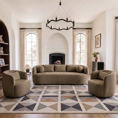 3-piece Boucle Upholstered Living Room Set