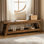Banc de 55 po avec rangement pour chaussures, banc à chaussures à 2 niveaux en bois pour l'entrée, banc de couloir intérieur avec tablette