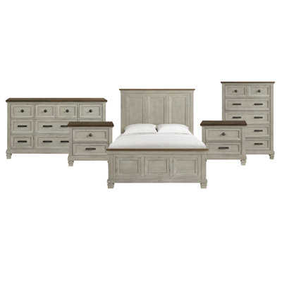 Ensemble de chambre avec grand lit 5 pièces Berryhill en brun moyen et pierre délavée