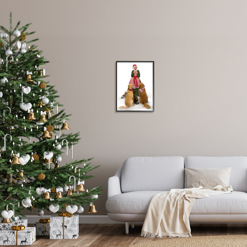 Joyeuse madame Claus et chiens, Illustration de Noël de Noël, estampe numérique encadrée par Kamdon Kreations