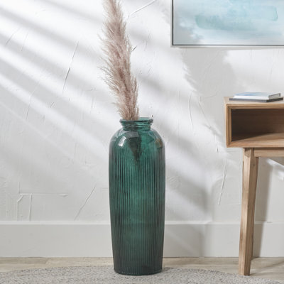 Recycled Glass Ribbed Vase Tall