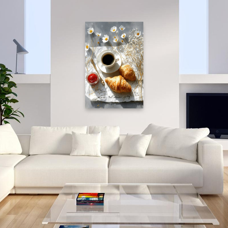 Cozy Morning Spread Elegant Peaceful Rustic Daisy Flower Landscape, art mural, H 48 po x l 32 po