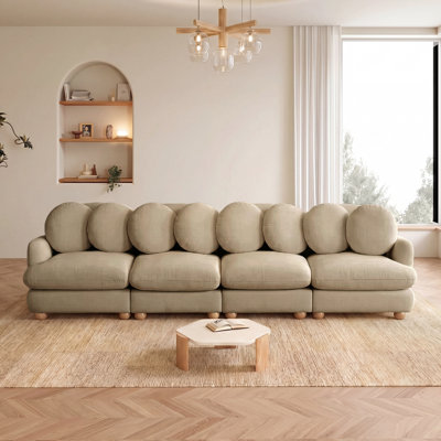Canapé modulaire 123 places 4 places avec sièges profonds et 8 coussins ronds 123 ", beige