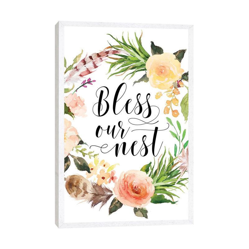 Bless Our Nest - Print on Canvas, White Framed, 66.04 cm H x 45.72 cm W