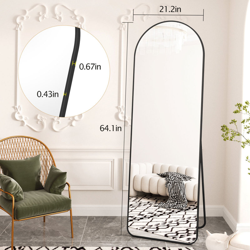 Miroir pleine grandeur Angelus, Noir, 64 po x 22 po
