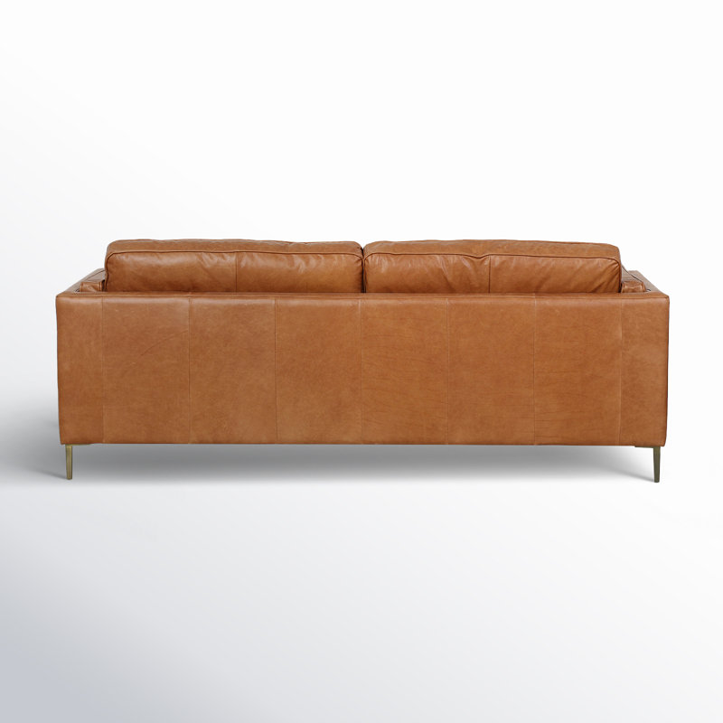 Emery Genuine Leather 84" Square Arm Sofa, Sonoma Butterscotch Top Grain Leather