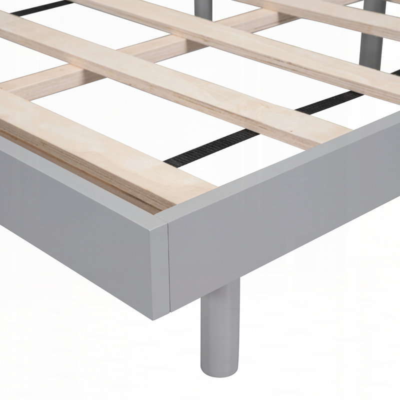 Base de lit plateforme flottante, Gris, Grand lit