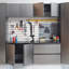 Armoire de garage murale à tiroir en bois gris métallique