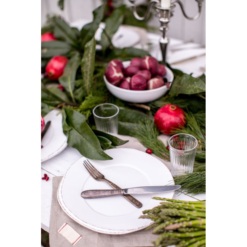 Lastra Handmade Italian Stoneware Dinner Plate, White