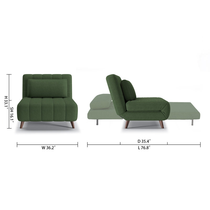 Canapé-lit sans accoudoirs 36,2 po Elledge, Vert