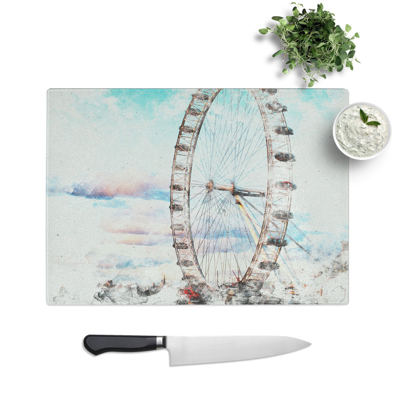 Tempered Glass the London Eye Chopping Board, 20 cm x 28.5 cm