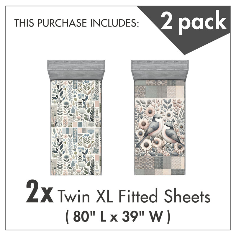 Ensemble de 2 draps-housse Ambesonne Spring, Drap-housse simple très long