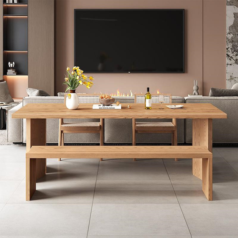 Ensemble de table en bois massif élégant et durable, H 29,52 po x L 62,99 po x l 31,49 po