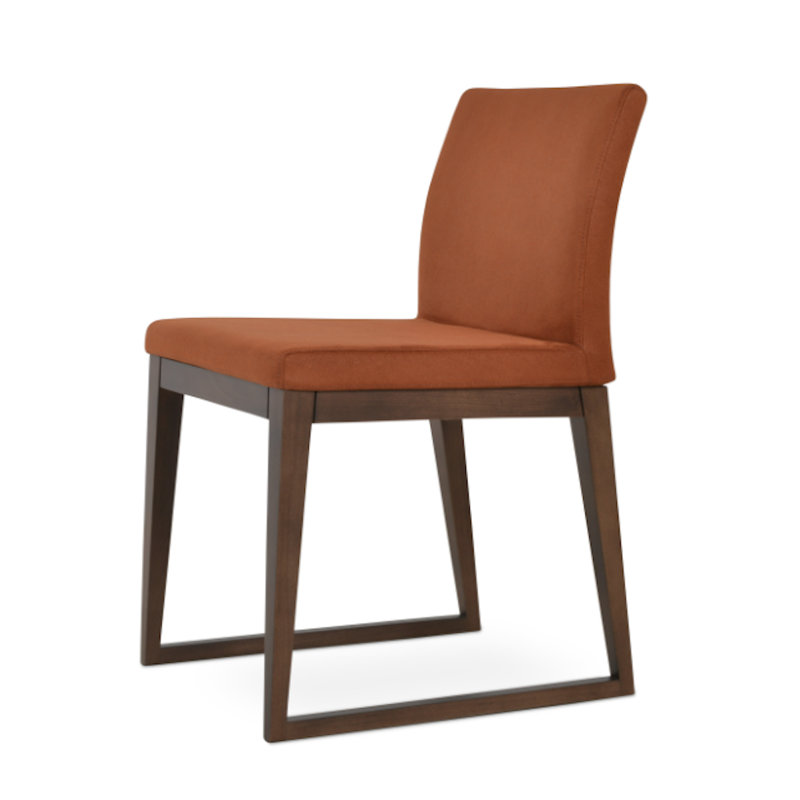 Aria Sled Wood Dining Chair, Cognac Nubuck