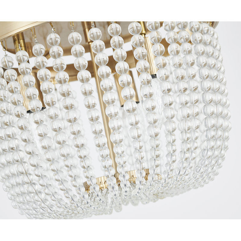 Coastal 3-Light Glass Bead Flush Mount , Gold