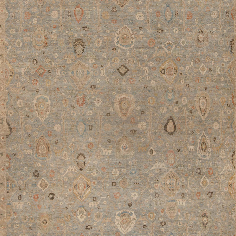 Blue Antique Revival Wool Rug, Rectangle 9'10" x 14'1"
