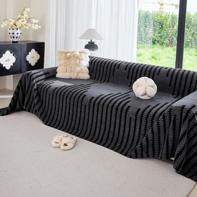 Sofa Cover – Gray – Non-Slip Design, Heavy-Duty  Scratch-Resistant, Washable, Pet-Friendly, Fits 3-Seat Sofa, 91" × 134"