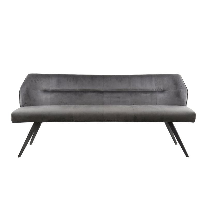 Ridgeland Velvet Upholstered Bench, Anthracite