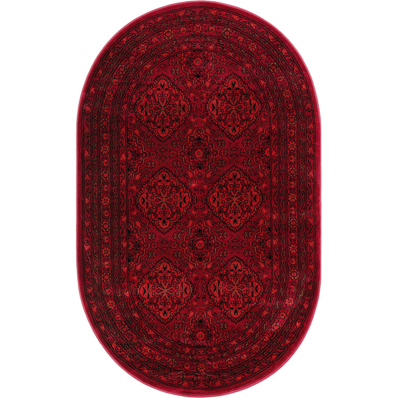 Tapis oriental rouge Amro, Oval 3'1" x 5'3"