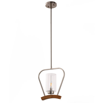 1-Light Brushed Nickel Pendant Chandelier With Geometric Seeded Glass Shade, E12 Base, No Bulbs Included -  Breakwater Bay, 02A706004A52422BBDBA43465533DC79