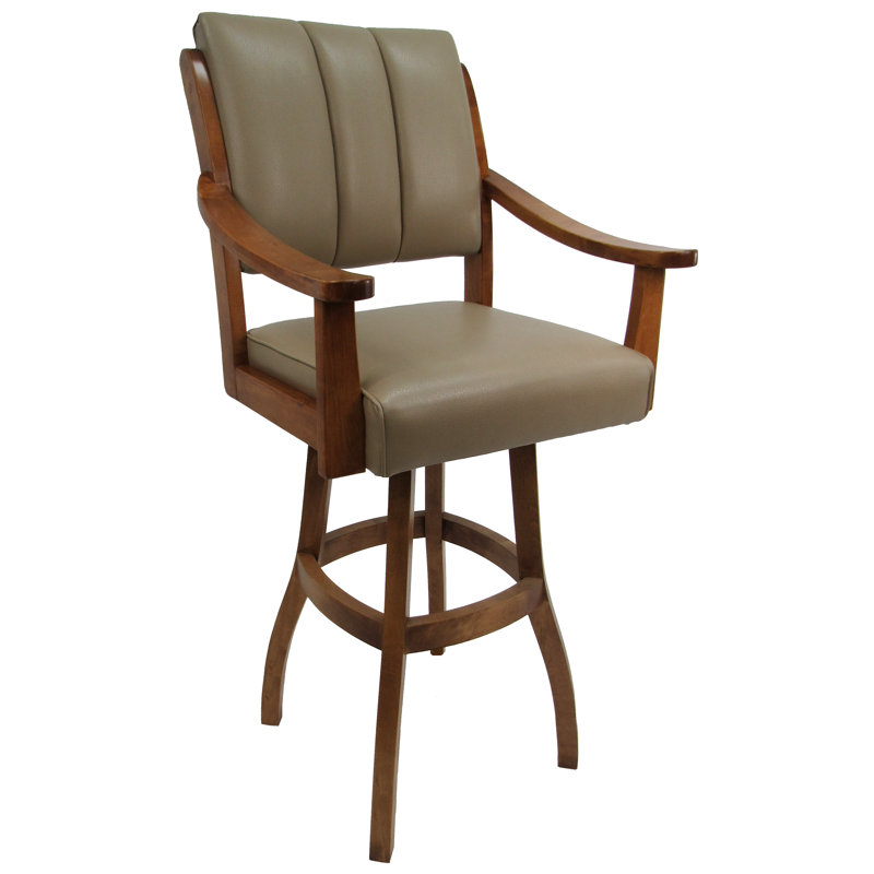 Swivel Upholstered Counter Stool with Solid Wood Frame, Bar Stool (34" Seat Height)