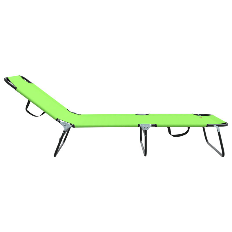 vidaXL Folding Sun Lounger Folding Polyester Outdoor Recliner Garden Chair, Green