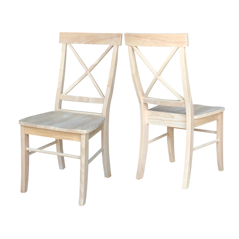 Bellmead Solid Wood Cross Back Side Chair, Unfinished