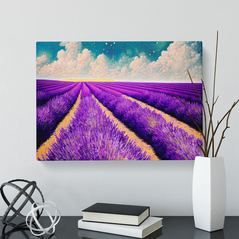 Incredible Lavender Flower Field - Wrapped Canvas Print, 35cm H x 50cm W x 3cm D