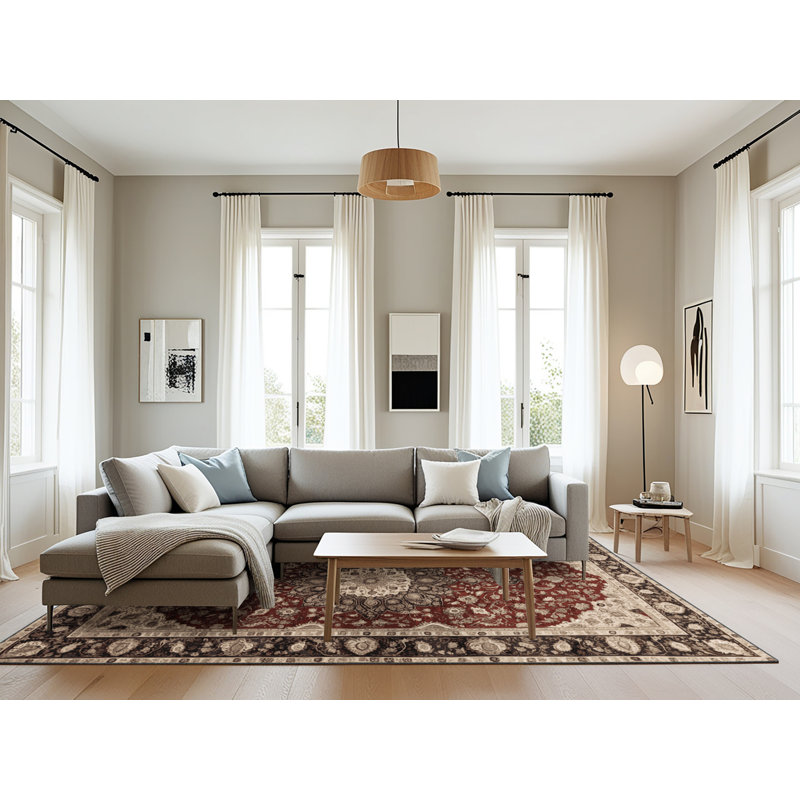 Tapis persan noir lavable à la machine, Rectangle 6 pi x 9 pi