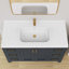 Plateau de meuble-lavabo à surface solide de 48 pouces avec lavabo intégré, comptoir moderne blanc vif de 2 po d'épaisseur, dosseret arrière de 1,38 po, conception à bord lisse, imperméable et facile à installer