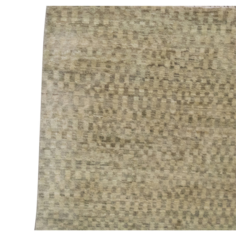 Hand Knotted Wool Area Rug in Gold