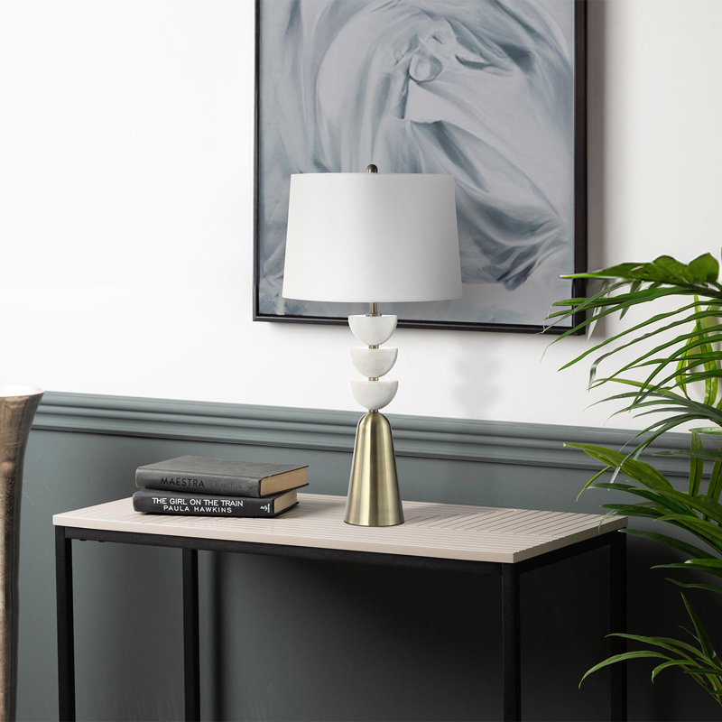 Ayvianna 90.5cm Table Lamp with Ceramic Base for Bedroom Furniture, Bedside Buffet Lamp with Linen Shade