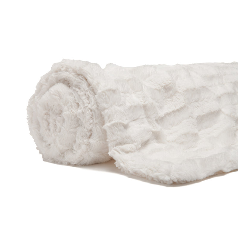 Jeté de lit en fausse fourrure, Blanc, L 50 po x L 65 po