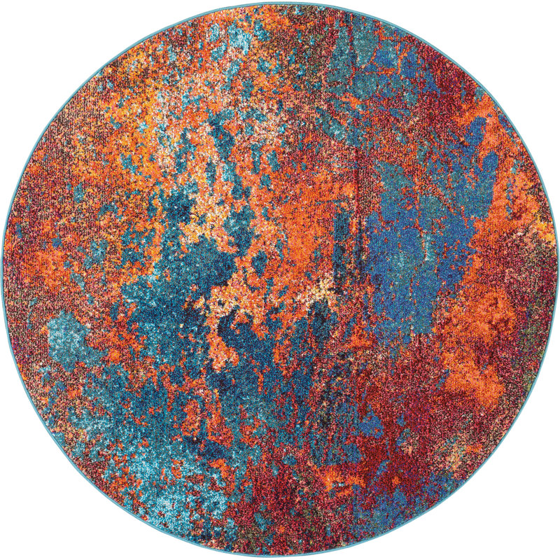 Tapis bleu moderne Enoch, Rond 4 pi