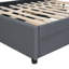 Lit plateforme tapissier avec tête de lit à motif brique, gigogne simple et 2 tiroirs, tissu en lin