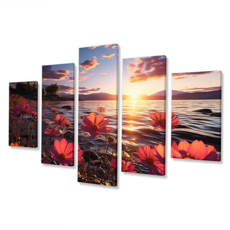 Chea - impression murale d'art floral - 5 panneaux