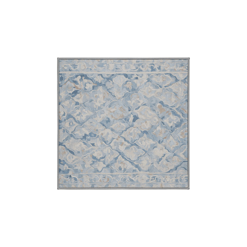 Machine Washable Gray Area Rug, Square 7'