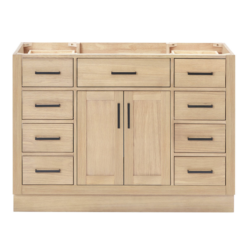 48" Single Bathroom Vanity Base Only, Natural Oak, Matte Black